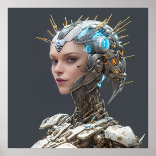 Neon Visionär: en cybernetisk kvinna Poster