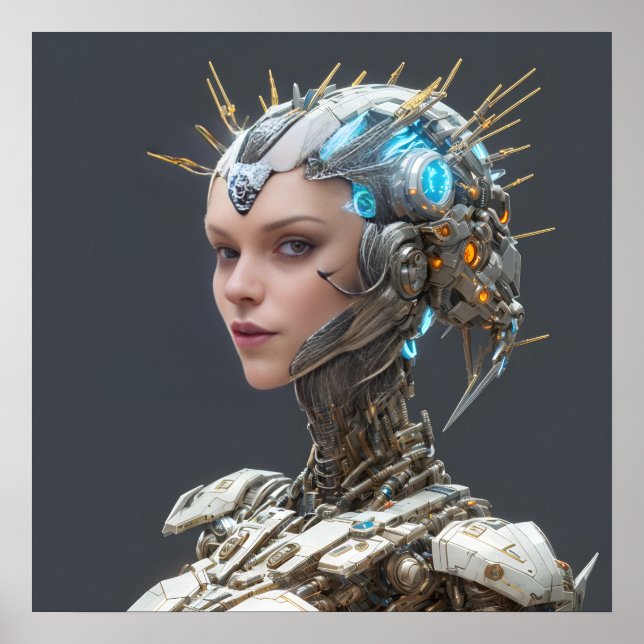 Neon Visionär: en cybernetisk kvinna Poster (Framsidan)