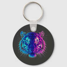 Neon Vit Tiger – Lysande Cyberpunk Vilda Djur Kons