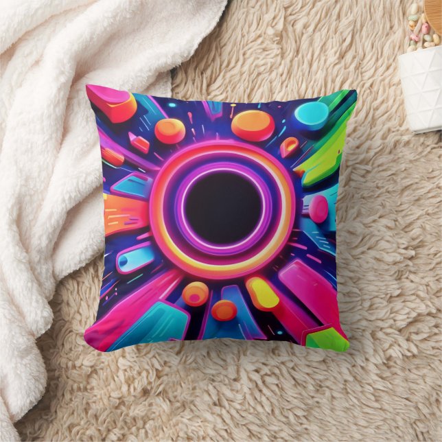 Neon Vortex Abstrakt Space Art Kudde (Filt)