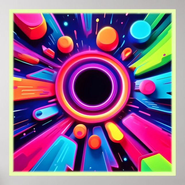 Neon Vortex Abstrakt Space Art Poster (Framsidan)