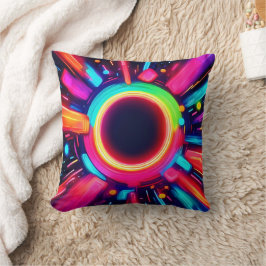 Neon Vortex of Light Art Kudde