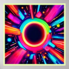 Neon Vortex of Light Art Poster