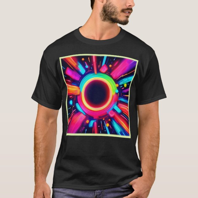 Neon Vortex of Light Art T Shirt (Framsida)