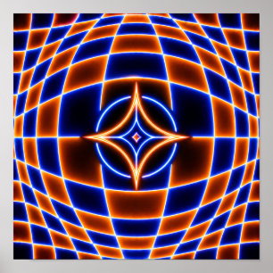 Neon Vortex Stjärna Optisk Illusion – Blå Orange G Poster