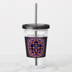Neon Vortex Stjärna Optisk Illusion – Blå Orange G Take Away Mugg