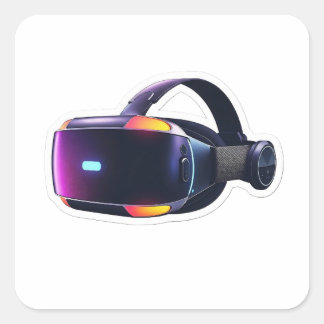Neon VR-headset för virtuell verklighet Spelsticke Fyrkantigt Klistermärke