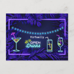 Neon Vuxen Virtuell Födelsedagsfest Vykort