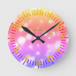 NEON Wall Clock ROSA LILA Personlig Rund Klocka