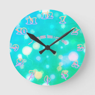 NEON Wall Clock Turcos ROSA HIMLAR Personlig Rund Klocka