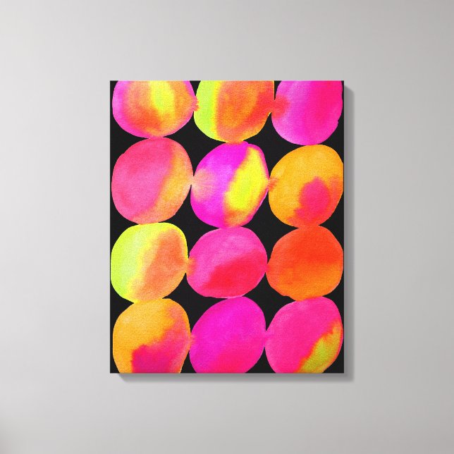 Neon Watercolor Circle mönster abstrakt art färg Canvastryck (Framsida)