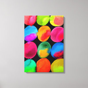 Neon Watercolor Circle mönster abstrakt art färg Canvastryck