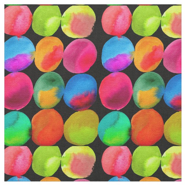 Neon Watercolor Circle mönster abstrakt art färg Tyg (Närbild)
