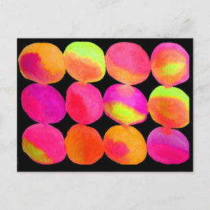 Neon Watercolor Circle mönster abstrakt art färg Vykort