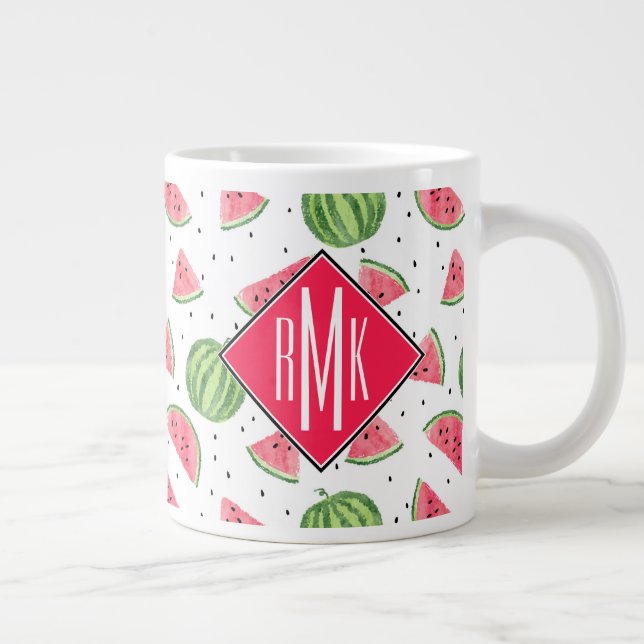 Neon Watercolor Watermelons Mönster Jumbo Mugg (Höger)