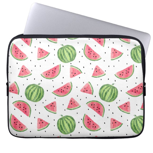 Neon Watercolor Watermelons Mönster Laptop Sleeve (Framsidan)