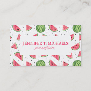 Neon Watercolor Watermelons Mönster Visitkort
