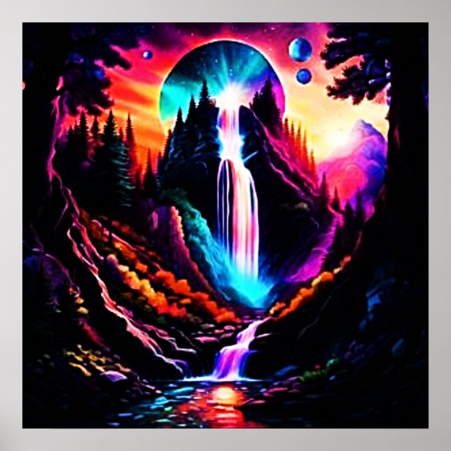 Neon Waterfall Poster (Framsidan)