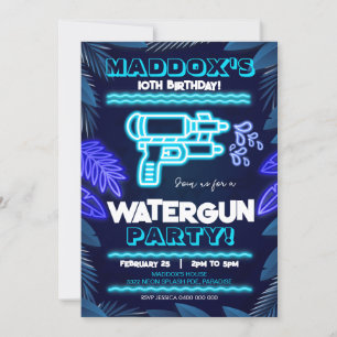 Neon Watergun Party-inbjudan, sommar Inbjudningar