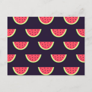 Neon Watermelon Lila Mönster Vykort