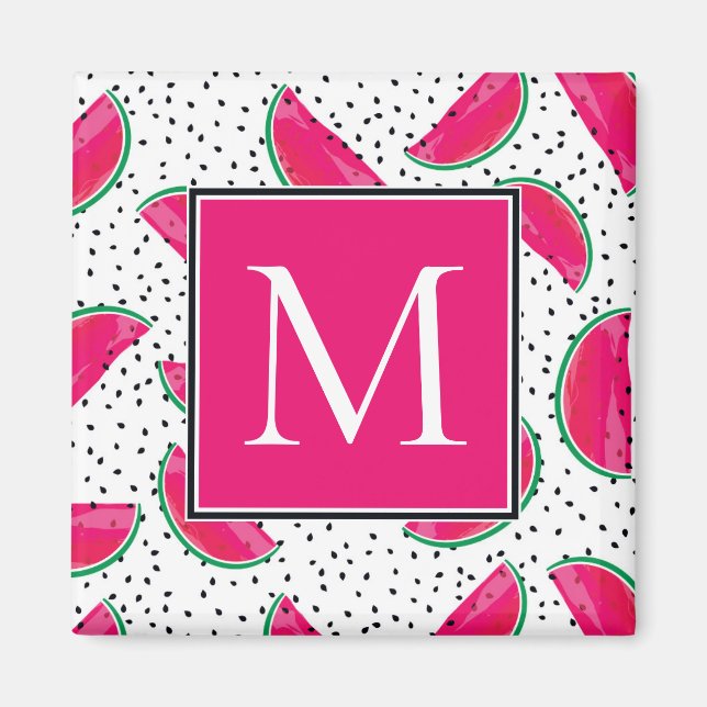 Neon Watermelon on on Seeds Mönster Magnet (Framsidan)