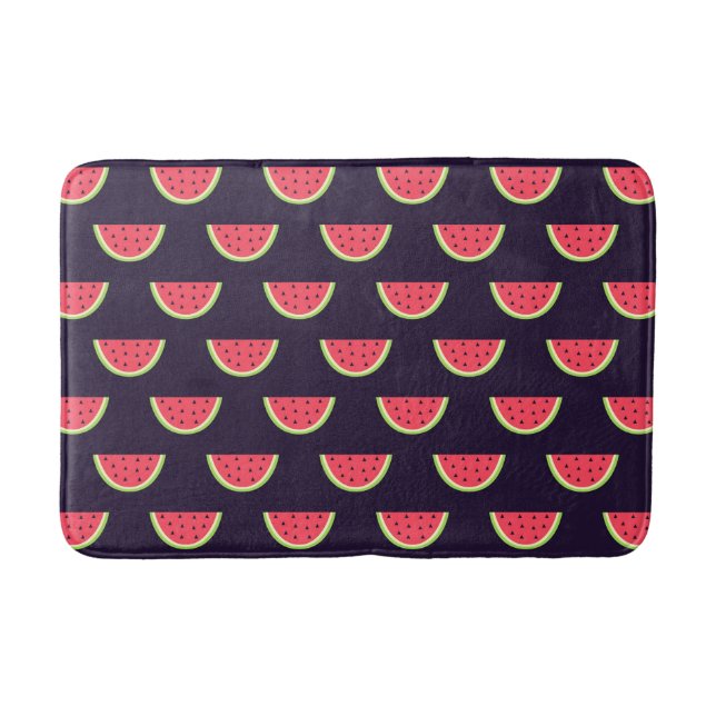 Neon Watermelon på Lila Mönster Badrumsmatta (Framsidan)
