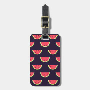 Neon Watermelon på Lila Mönster Bagagebricka