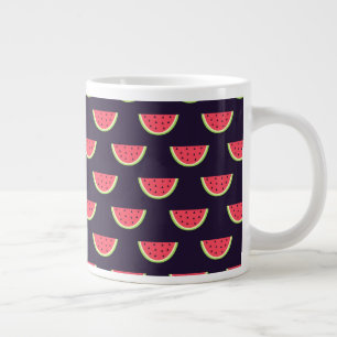 Neon Watermelon på Lila Mönster Jumbo Mugg