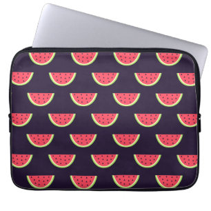 Neon Watermelon på Lila Mönster Laptop Sleeve