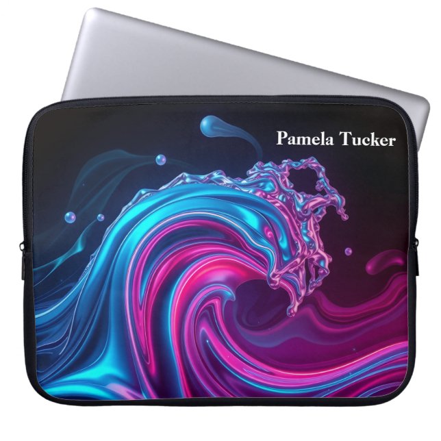 Neon Wave Futuristic Cyberpunk Gaming  Laptop Fodral (Framsidan)