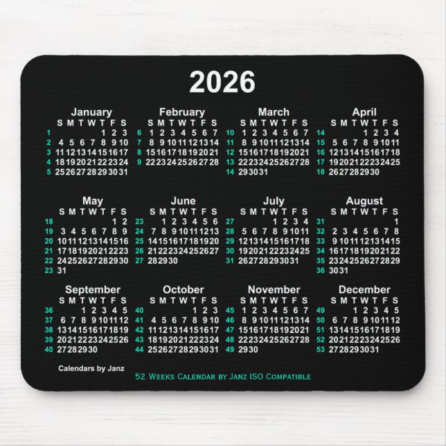 Neon White 52 veckor ISO Calendar av Janz Musmatta (Framsidan)