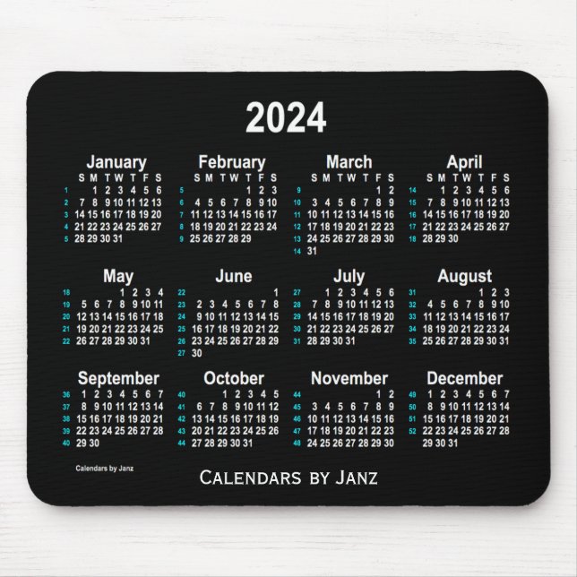 Neon White 52 veckor Kalender från Janz Musmatta (Framsidan)