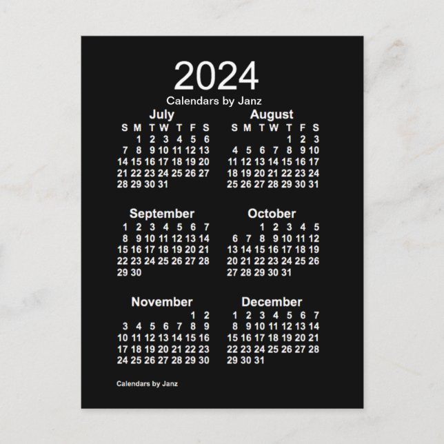 Neon White 6 Month Mini Calendar från Janz 2024 Vykort (Framsida)