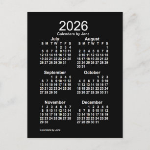 Neon White 6 Month Mini Calendar från Janz 2026 Vykort