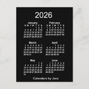 Neon White 6 Month Mini Calendar från Janz 2026 Vykort