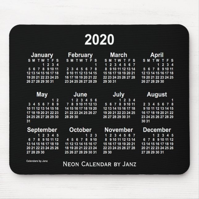 Neon White Calendar 2020 av Janz Musmatta (Framsidan)