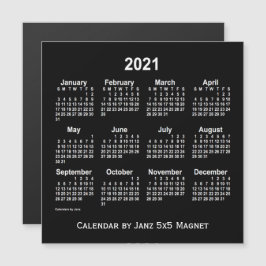 Neon White Calendar 2021 från Janz 5x5 Magnet