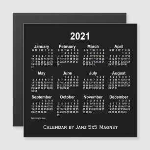 Neon White Calendar 2021 från Janz 5x5 Magnet