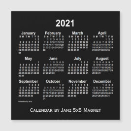 Neon White Calendar 2021 från Janz 5x5 Magnet