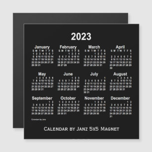 Neon White Calendar 2023 från Janz 5x5 Magnet