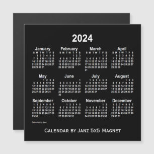Neon White Calendar 2024 från Janz 5x5 Magnet
