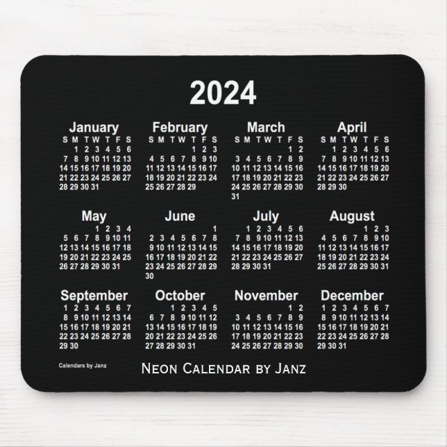 Neon White Calendar 2024 från Janz Musmatta (Framsidan)