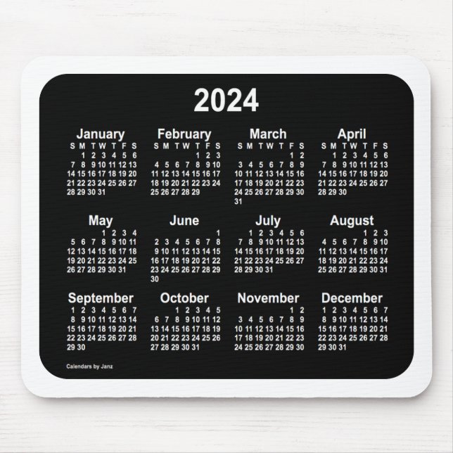 Neon White Calendar 2024 från Janz Two Tone Musmatta (Framsidan)