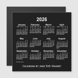 Neon White Calendar 2026 från Janz 5x5 Magnet