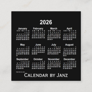 Neon White Calendar 2026 från Janz Fyrkantigt Visitkort