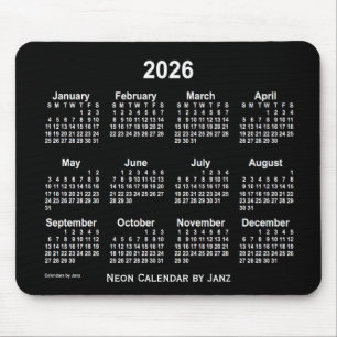 Neon White Calendar 2026 från Janz Musmatta