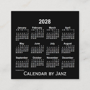 Neon White Calendar 2028 från Janz Fyrkantigt Visitkort