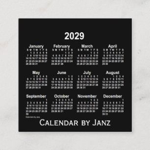 Neon White Calendar 2029 från Janz Fyrkantigt Visitkort