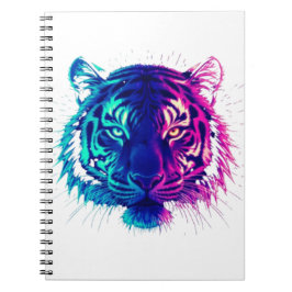 Neon White Tiger – Glowing Cyberpunk Wildlife Art Anteckningsbok