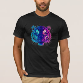 Neon White Tiger – Glowing Cyberpunk Wildlife Art T Shirt